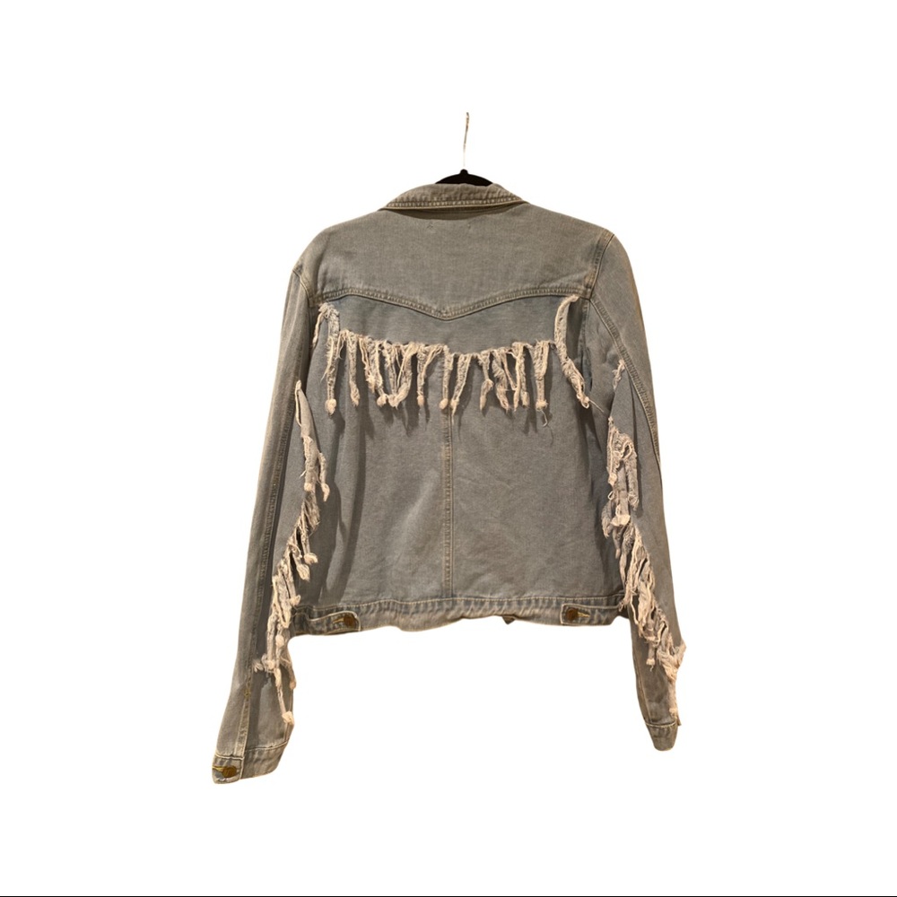 Denim jacket with fringe